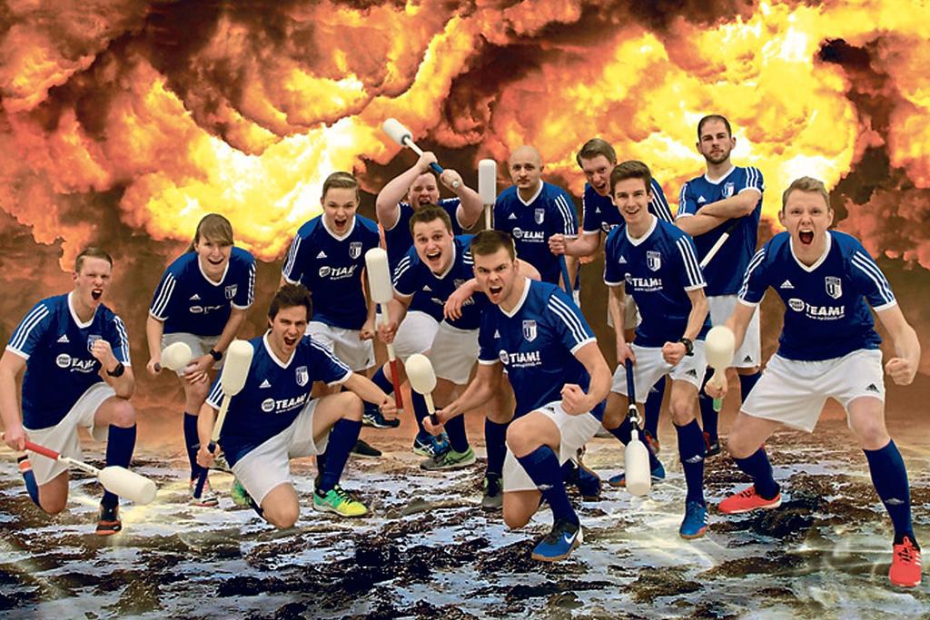 Feuer und Flamme für ihre „Wattestäbchen“: Der TV Westfalia Epe ist mit seinen zwei Bouncerball-Teams bereit für den Titelangriff.